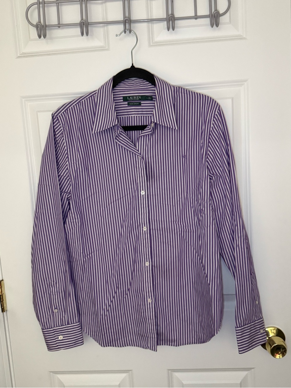 Ralph Lauren Purple and White Striped Dress Shirt